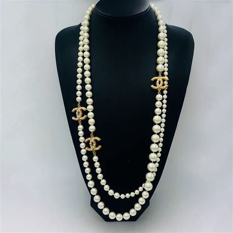 chanel long black necklace|authentic Chanel necklace for sale.